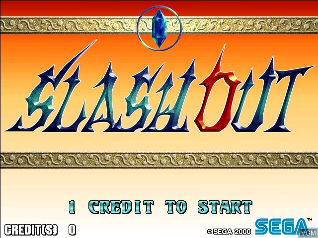 Title screen of the game Slashout on Naomi