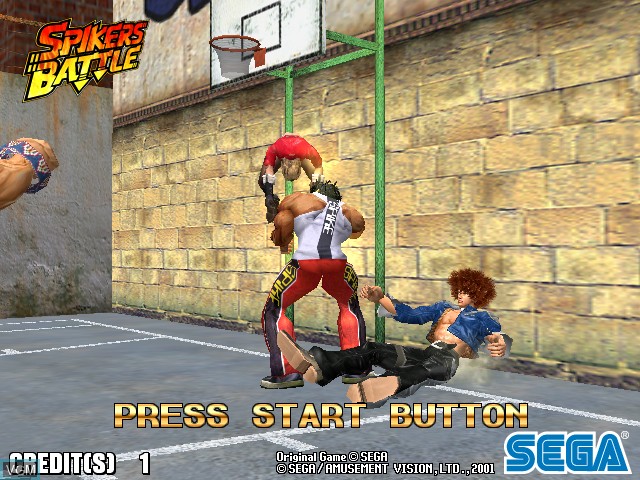 Title screen of the game Spikers Battle on Naomi