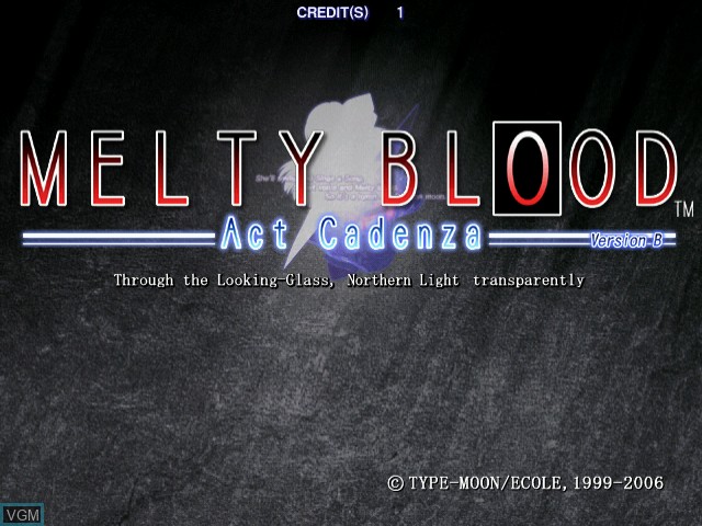 Title screen of the game Melty Blood Act Cadenza Version B on Naomi