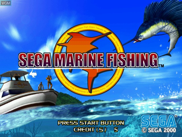 Title screen of the game Sega Marine Fishing on Naomi
