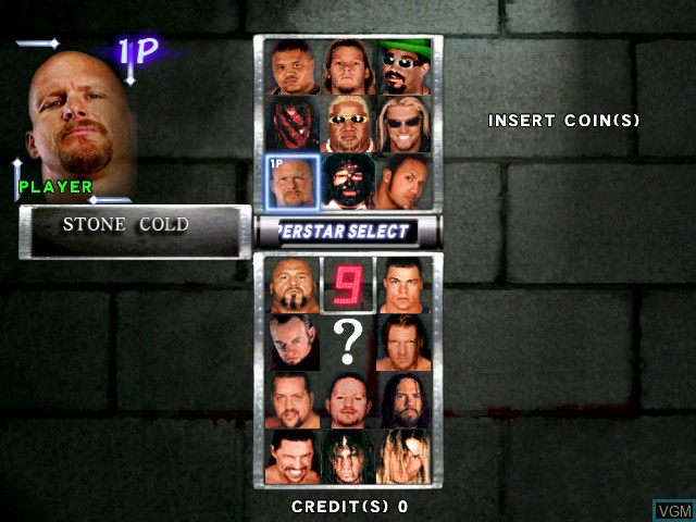 Menu screen of the game WWF Royal Rumble on Naomi