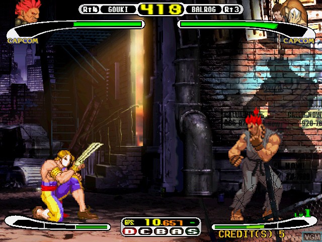 In-game screen of the game Capcom Vs. SNK - Millennium Fight 2000 Pro on Naomi