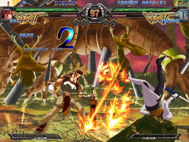 In-game screen of the game Guilty Gear XX Slash on Naomi
