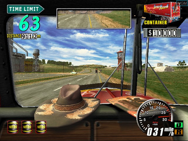 In-game screen of the game King of Route 66, The on Naomi