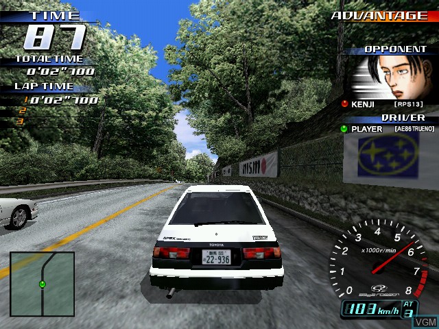 In-game screen of the game Initial D Arcade Stage Ver. 3 on Naomi