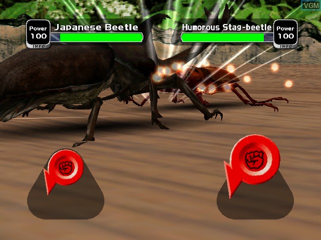 In-game screen of the game Mushiking The King Of Beetle on Naomi