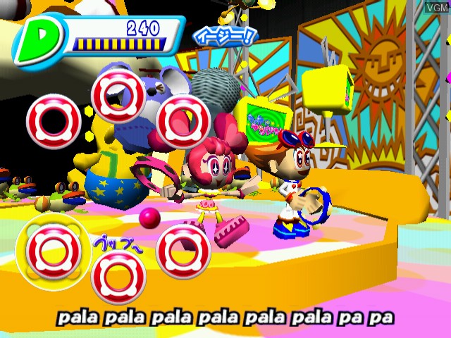 In-game screen of the game Shakatto Tambourine on Naomi