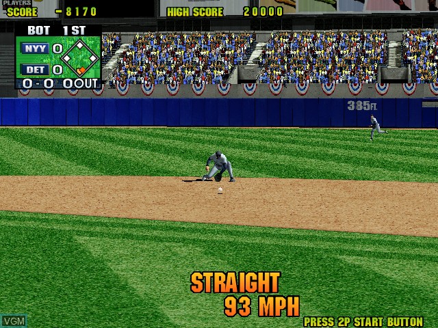 In-game screen of the game Super Major League '99 on Naomi
