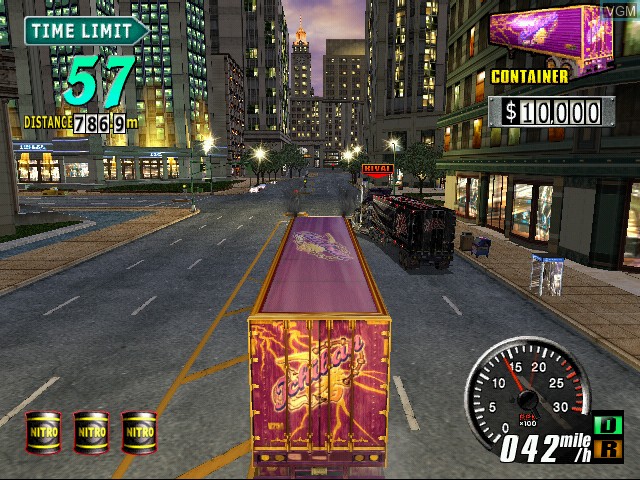In-game screen of the game King of Route 66, The on Naomi