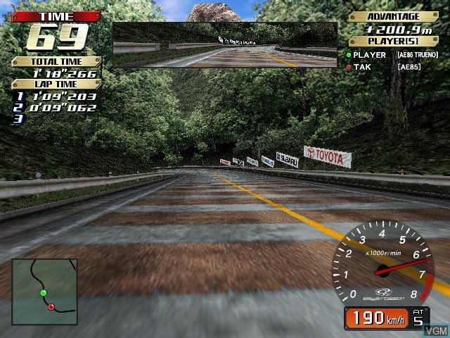 In-game screen of the game Initial D Arcade Stage Ver. 2 on Naomi