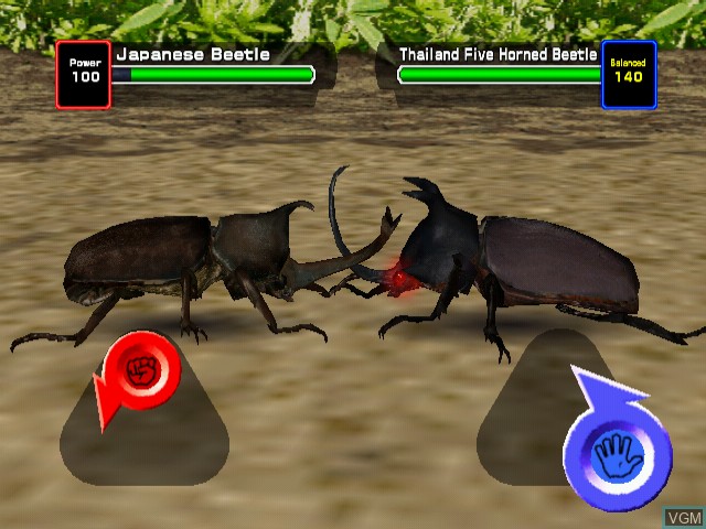 In-game screen of the game Mushiking The King Of Beetles - Mushiking II on Naomi