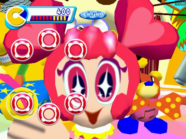 In-game screen of the game Shakatto Tambourine Motto Norinori Shinkyoku Tsuika on Naomi