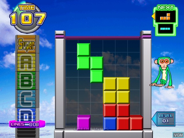 In-game screen of the game Tetris Giant / Tetris Dekaris on Naomi