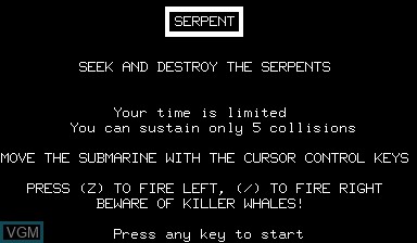 Title screen of the game Serpent on Nascom