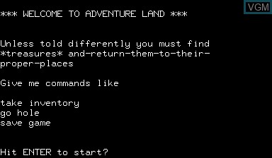 Title screen of the game Adventureland on Nascom