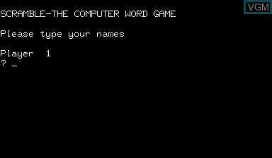 Title screen of the game Scramble - The Computer Word Game on Nascom