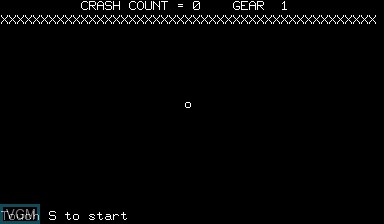 Menu screen of the game Crash Count Gear on Nascom
