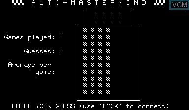 In-game screen of the game Mastermind on Nascom