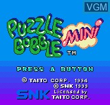 Title screen of the game Puzzle Bobble Mini on SNK NeoGeo Pocket