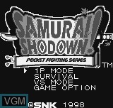 Title screen of the game Samurai Shodown! on SNK NeoGeo Pocket