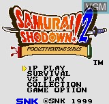 Title screen of the game Samurai Shodown! 2 on SNK NeoGeo Pocket