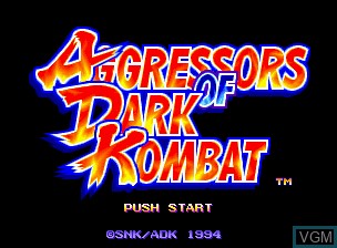 Title screen of the game Aggressors of Dark Kombat / Tsuukai GANGAN Koushinkyoku on SNK NeoGeo