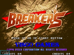 Title screen of the game Breakers on SNK NeoGeo