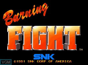 Title screen of the game Burning Fight on SNK NeoGeo