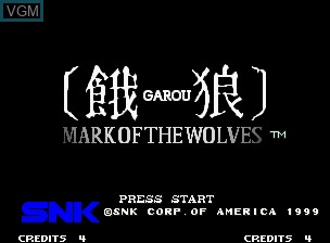 Title screen of the game Garou - Mark of the Wolves on SNK NeoGeo