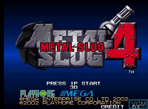 Title screen of the game Metal Slug 4 on SNK NeoGeo
