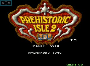 Title screen of the game Prehistoric Isle 2 on SNK NeoGeo