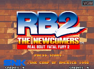 Title screen of the game Real Bout Fatal Fury 2 - The Newcomers / Real Bout Garou Densetsu 2 - the newcomers on SNK NeoGeo