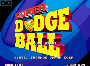 Title screen of the game Super Dodge Ball / Kunio no Nekketsu Toukyuu Densetsu on SNK NeoGeo