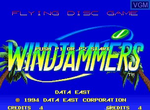 Title screen of the game Windjammers / Flying Power Disc on SNK NeoGeo