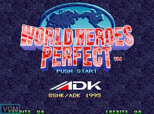 Title screen of the game World Heroes Perfect on SNK NeoGeo