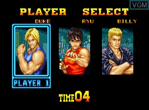 Menu screen of the game Burning Fight on SNK NeoGeo