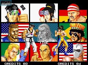 Menu screen of the game Fight Fever on SNK NeoGeo