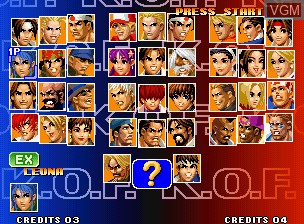 Menu screen of the game King of Fighters '98, The - The Slugfest / King of Fighters '98 - dream match never ends on SNK NeoGeo