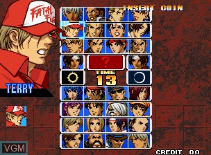 Menu screen of the game King of Fighters '99, The - Millennium Battle on SNK NeoGeo