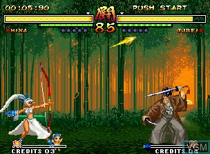 In-game screen of the game Samurai Shodown V on SNK NeoGeo
