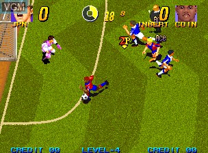 In-game screen of the game Pleasure Goal / Futsal - 5 on 5 Mini Soccer on SNK NeoGeo