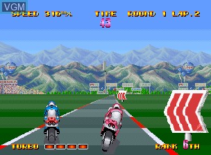 In-game screen of the game Riding Hero on SNK NeoGeo