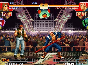 In-game screen of the game King of Fighters '97, The on SNK NeoGeo
