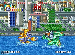 In-game screen of the game King of the Monsters 2 - The Next Thing on SNK NeoGeo