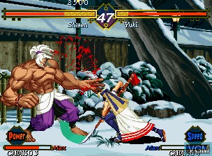 In-game screen of the game Last Blade / Bakumatsu Roman - Gekka no Kenshi, The on SNK NeoGeo