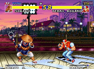 In-game screen of the game Real Bout Fatal Fury / Real Bout Garou Densetsu on SNK NeoGeo