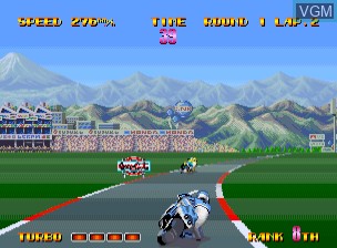In-game screen of the game Riding Hero on SNK NeoGeo