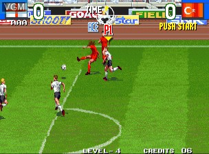 In-game screen of the game Super Sidekicks 2 - The World Championship / Tokuten Ou 2 - real fight football on SNK NeoGeo