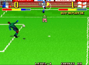 In-game screen of the game Ultimate 11 - The SNK Football Championship / Tokuten Ou - Honoo no Libero, The on SNK NeoGeo