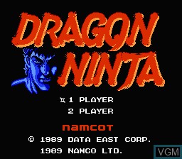 Title screen of the game Dragon Ninja on Nintendo NES